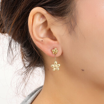 Oorbellen E56343-2 Double flower stud goud - Day&amp;Eve