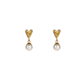 Oorbellen E56191-2 Pearly heart stud goud - Day&amp;Eve