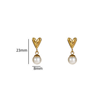 Oorbellen E56191-2 Pearly heart stud goud - Day&amp;Eve