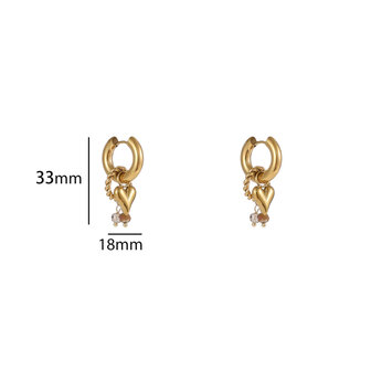 Oorbellen E56150-3 Big heart bead hoop goud - Day&amp;Eve