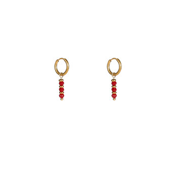 Oorbellen E56143-5 Triple bead hoop burgundy goud - Day&amp;Eve
