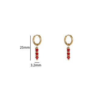 Oorbellen E56143-5 Triple bead hoop burgundy goud - Day&amp;Eve