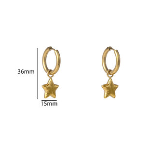 Oorbellen E56116-2 Balloon star hoop goud - Day&amp;Eve