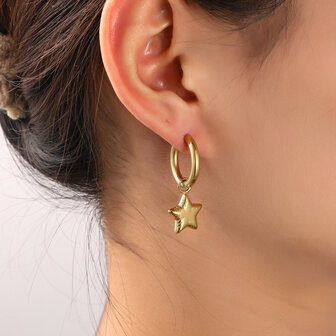 Oorbellen E56116-2 Balloon star hoop goud - Day&amp;Eve