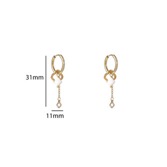 Oorbellen E56126-1 Sparkle clover dangle hoop goud - Day&amp;Eve