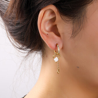 Oorbellen E56126-1 Sparkle clover dangle hoop goud - Day&amp;Eve
