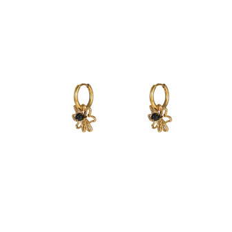 Oorbellen E56147-2 Flower bead hoop hematite goud - Day&amp;Eve