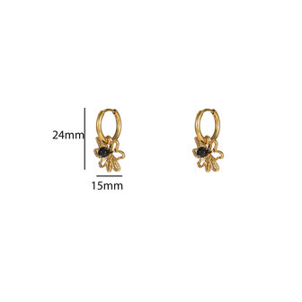 Oorbellen E56147-2 Flower bead hoop hematite goud - Day&amp;Eve