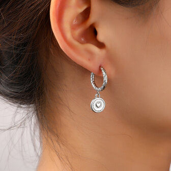 Oorbellen E56109-1 hartje chain hoop zilver - Day&amp;Eve
