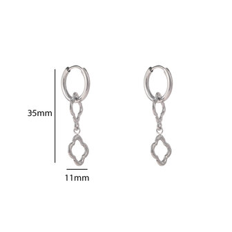 Oorbellen E56110-1 Dubbele klavertjes hoop zilver - Day&amp;Eve