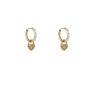 Oorbellen E56124-2 Slotje hart parel hoop goud - Day&amp;Eve