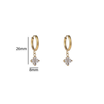 Oorbellen E56119-1 Sparkly klavertjevier hoop goud - Day&amp;Eve