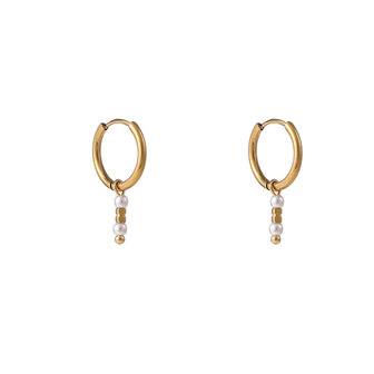 Oorbellen E56099-2 Parel dangle hoop goud - Day&amp;Eve