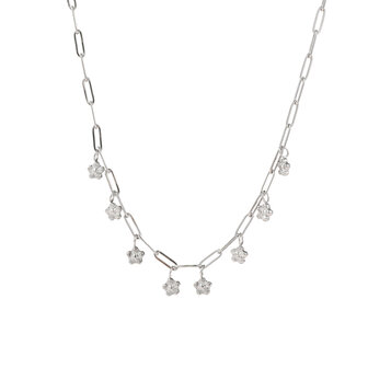Ketting N56036-1 Bloem hangertjes zilver - ​​​​​​​Day&amp;Eve