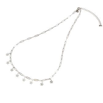Ketting N56036-1 Bloem hangertjes zilver - ​​​​​​​Day&amp;Eve
