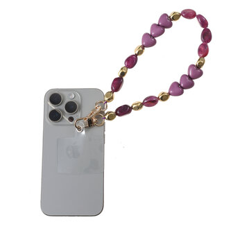 Telefoonkoord kort T557-4 Hartjes chain paars - Day&amp;Eve