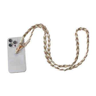 Telefoonkoord lang T562-3 Gevlochten glitters goud - Day&amp;Eve