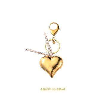 Bag charm T56303-2 Hartje wit goud - Day&amp;Eve