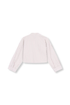 Oversized korte blouse streepjes Sadie bordeaux rood - Refined Department