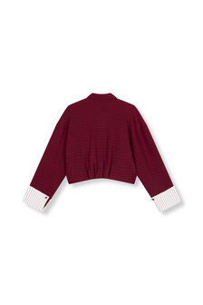 Oversized korte blouse Lylou bordeaux rood - Refined Department