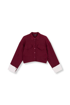 Oversized korte blouse Lylou bordeaux rood - Refined Department