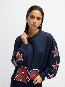 Kort hockey shirt Ulla donkerblauw - Refined Department