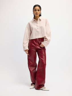 Vegan leer broek Esmee Bordeaux rood - Refined Department