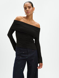 Off-shoulder top Stefania zwart - Refined Department