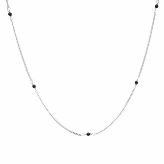 Ketting kleine zwarte bolletjes sterling silver - Karma