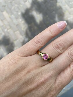 Steentje twisted Glossy Rose 6 mm goud TMB8 - Melano