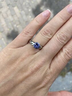 Steentje twisted Basic Tanzanite stone 6 mm zilver M01SR 5011 - Melano