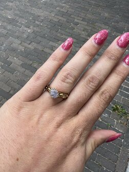 Steentje twisted Bali Flat stone lavender 9 mm goud TME9 - Melano