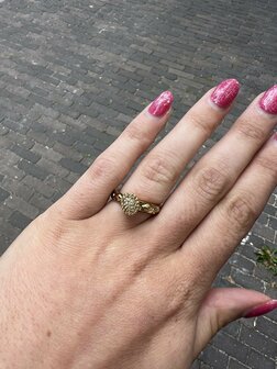 Steentje twisted Bali Flat stone champagne 9 mm goud TME9 - Melano