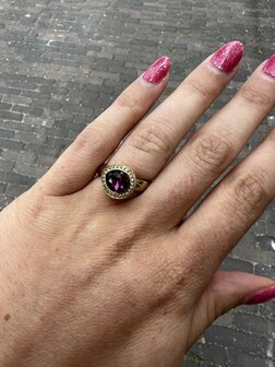 Steentje twisted Droplet stone Amethyst 12,5 mm goud TME7 - Melano
