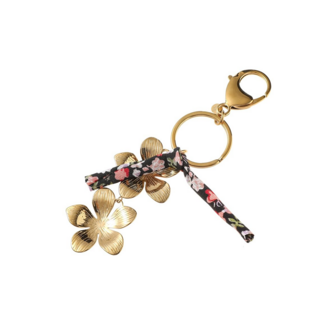 Bag charm T56305-2 Bloemen zwart goud - Day&amp;Eve