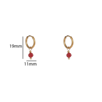 Oorbellen E4407-20 Kraal hoop burgundy goud - Day&amp;Eve