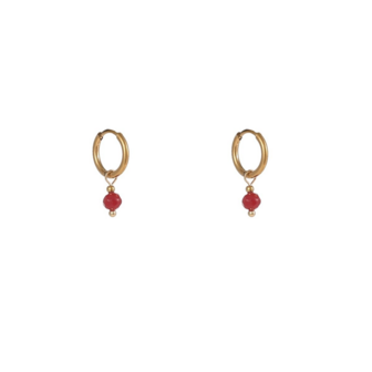 Oorbellen E4407-20 Kraal hoop burgundy goud - Day&amp;Eve