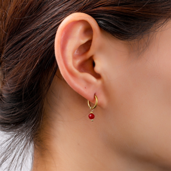 Oorbellen E4407-20 Kraal hoop burgundy goud - Day&amp;Eve