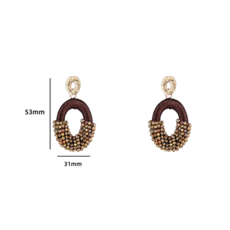 Oorbellen E4568-2 Threaded beads oval bruin - Day&amp;Eve