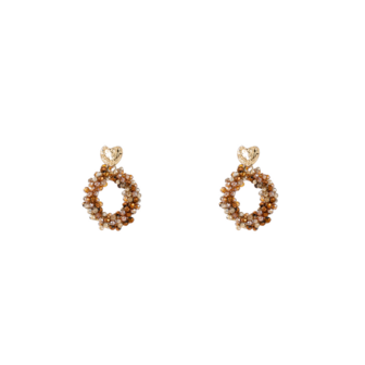 Oorbellen E55216-7 Heart drop bruin goud - Day&amp;Eve