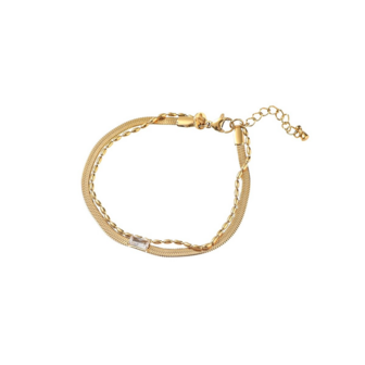 Armband B56065-2 Double flat link goud - Day&amp;Eve