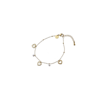 Armband B5215-2 pearls + hearts goud - Day&amp;Eve