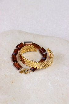 Armband K.EX.47.1 shiny brown goud - Label Kiki