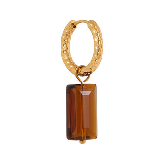 Oorbel per stuk K.SH.340.1 Shiny brown goud - Label Kiki