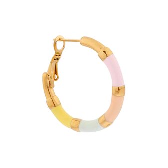 Oorbel per stuk LK402 hoola pastel hoop goud - Label Kiki