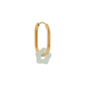Oorbel per stuk LK405 oval mint hoop goud - Label Kiki