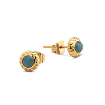 Oorbellen Gaya retro blue FE53 goud - Melano
