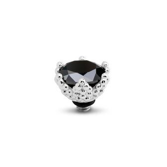 Steentje twisted Starlight Steentje Black 9mm zilver TMF9 - Melano