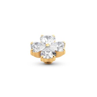 Steentje twisted Heart Clover Crystal 10mm goud TMG1 - Melano