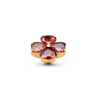 Steentje twisted Heart Clover D.D-Garnet 10mm goud TMG1 - Melano